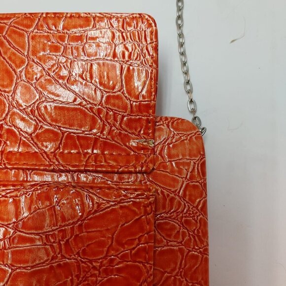Cosmopolitan crossbody Purse/Wallet orange removable chain 7.5" x  4.5" - Picture 4 of 11